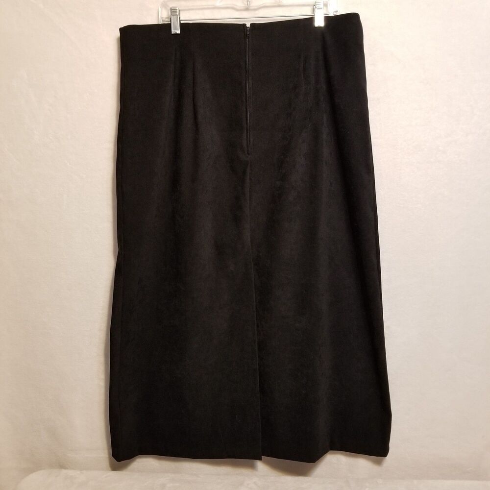 Briggs New York 18W Skirt Midi Faux Suede Back Zip Slit Vegan Leather Goth Fall - Picture 5 of 9